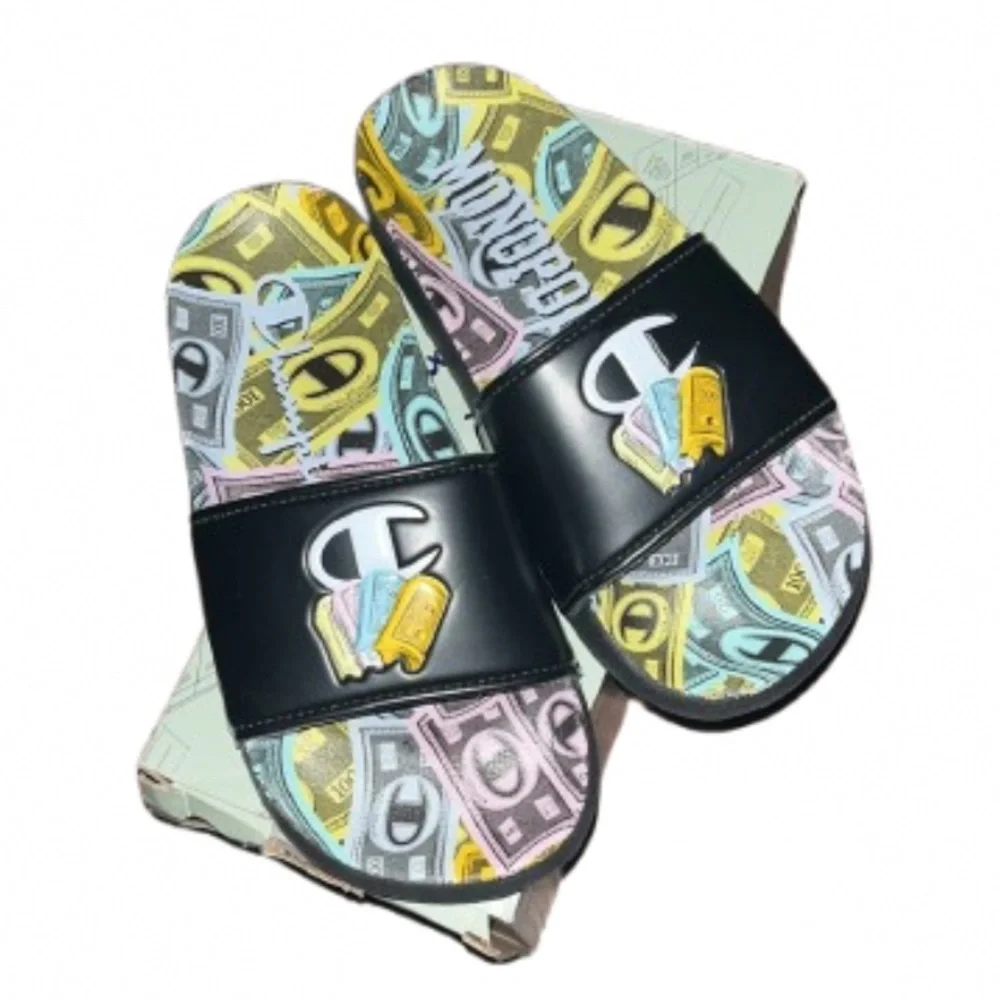 NEW Champion IPO Monopoly Money Stacks Black Slides Size 13 Streetwear Youth